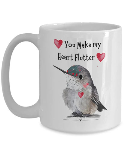 Hummingbird Mug, Hummingbird Gift, Valentine Hummingbird Mug, Hummingbird Love, Sweet Hummingbird Mug, Bird Watcher Mug, Heart Flutter Mug