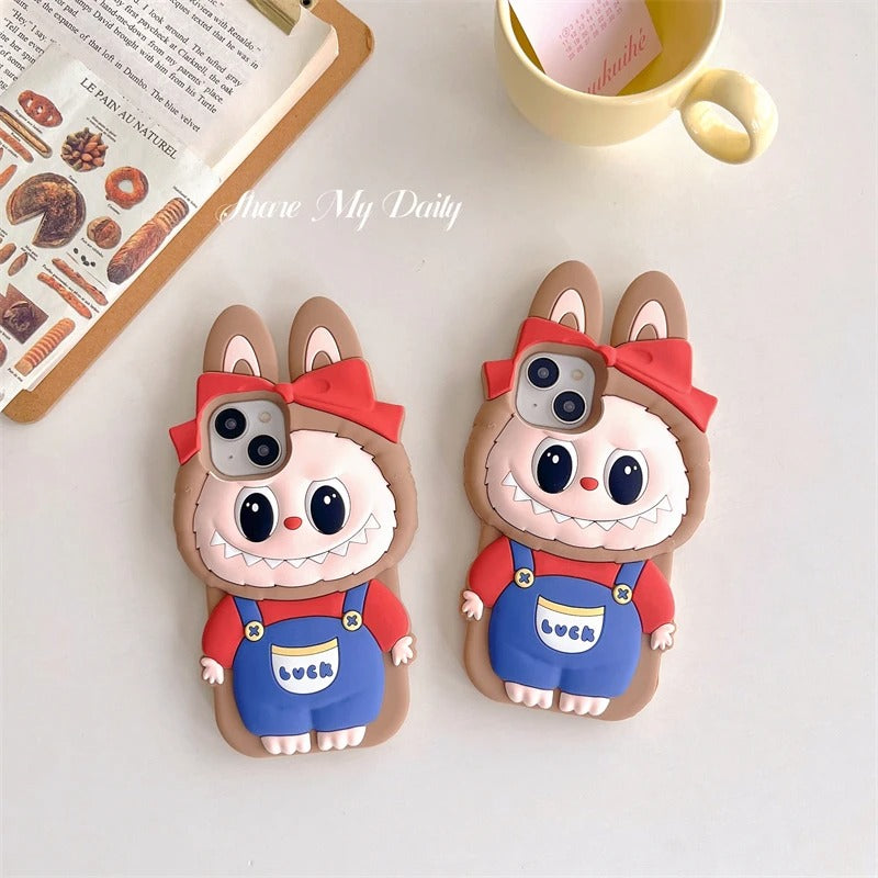 Case 3D Labubu Soft Silicone cases Romper So Cute Cartoon Cover Fundas