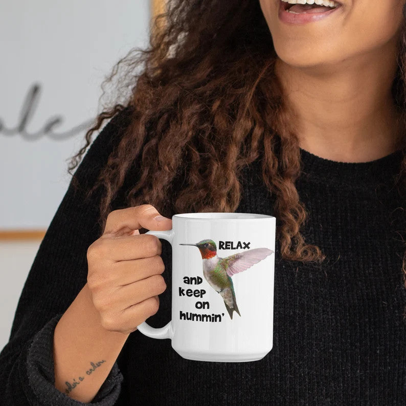 Kolibri-Kaffeetasse – Bestes Geschenk für Kolibri-Liebhaber – Lustige Kolibri-Kaffee- oder Teetasse – Camping-Geschenk – Geschenk für Vogelbeobachter