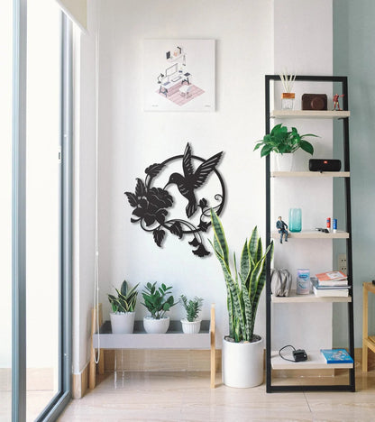 Signe de maison en métal de colibri, cadeau de maman, décor de jardin, art mural en métal de colibri