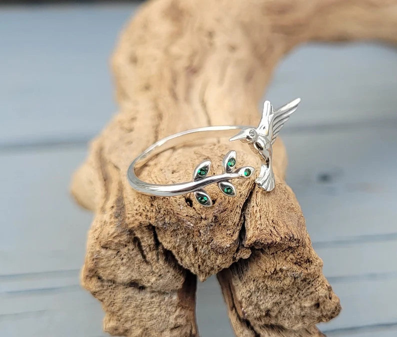 Kolibri-Ring, verstellbar. Geschenke für sie, Jahrestag, Geburtstag, Geschenke für Frauen, Geschenk für Mama. Vogelring