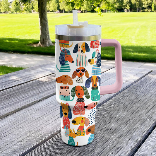 40 Oz  Shineful Tumbler Whimsical Dachshund