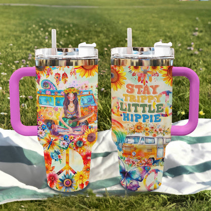 40 Oz  Shineful Tumbler Stay trippy little hippie