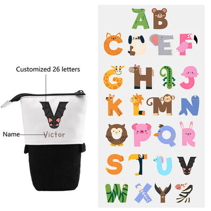 Personalisiertes Federmäppchen mit Namen und Buchstaben, Tiere, Stiftetasche, Schulanfang, Geschenk für Kinder