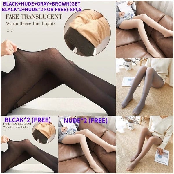 Flawless Legs Faux collants élastiques translucides chauds doublés de peluche