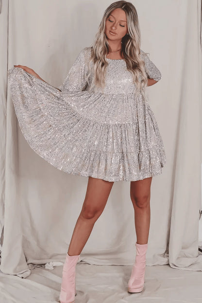 Last Day 49%-✨Sequin Baby Doll Dress