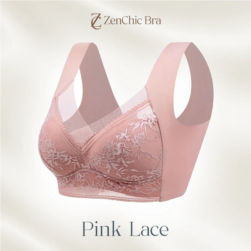 ZenChic-BH – LETZTER TAG, SONDERANGEBOT, 80 % RABATT – Nahtloser, sexy Push-Up-BH ohne Bügel – Rosa Spitze 