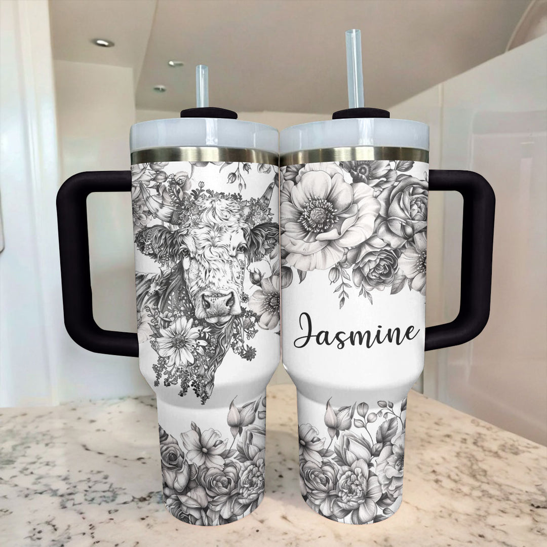 40 Oz Shineful Tumbler Personalized Rustic Cow