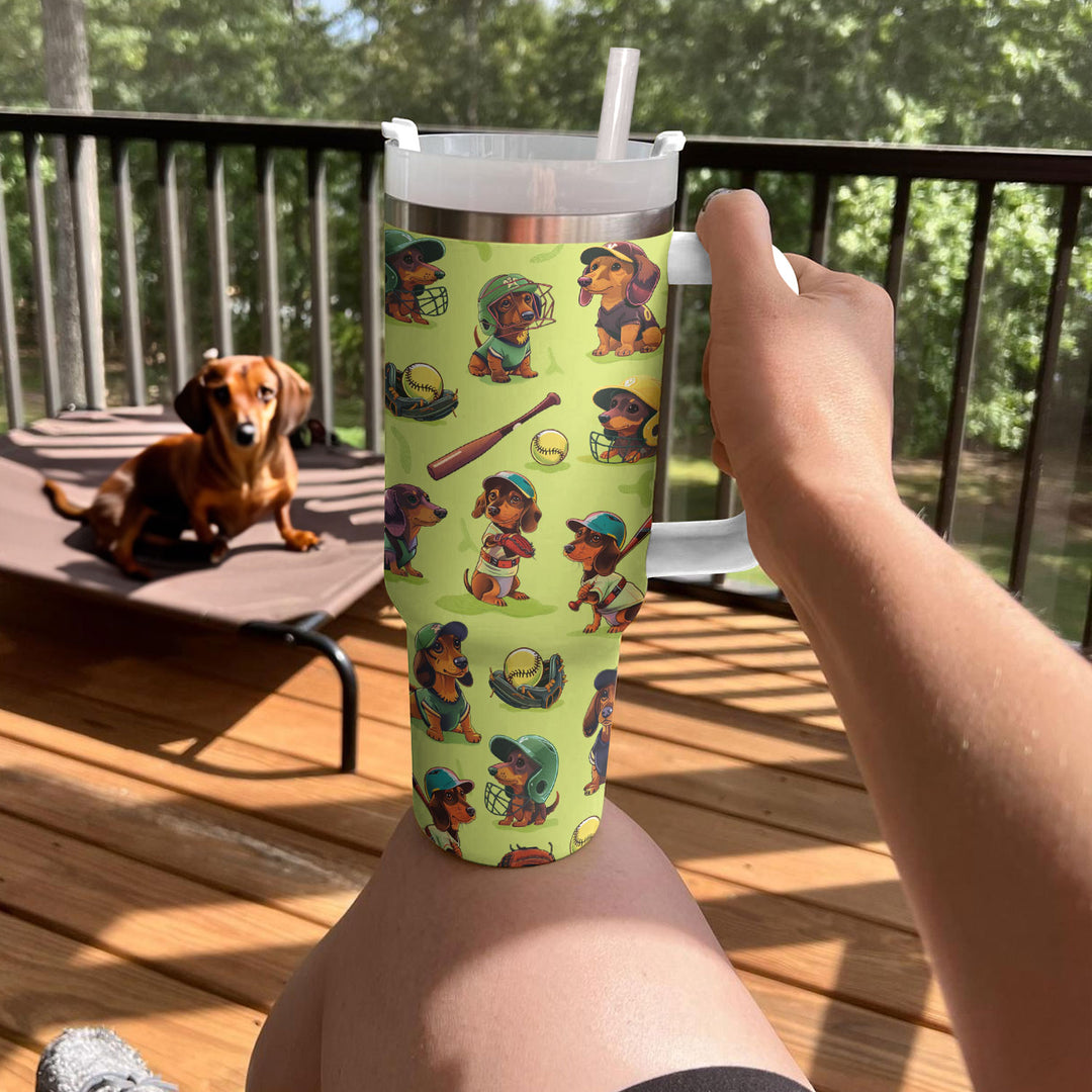 40 Oz  Shineful Tumbler Softball Dachshund