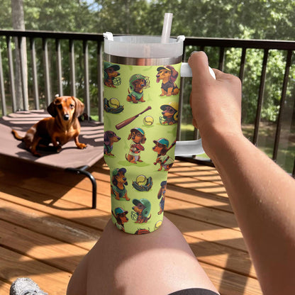 40 Oz  Shineful Tumbler Softball Dachshund