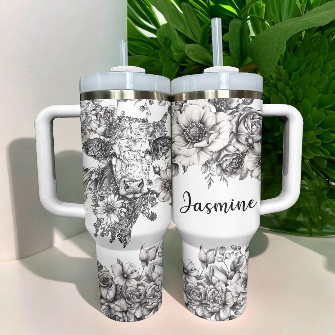 40 Oz Shineful Tumbler Personalisierte rustikale Kuh