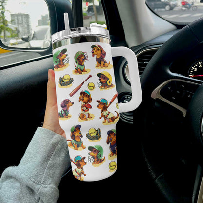 40 Oz  Shineful Tumbler Softball Dachshund