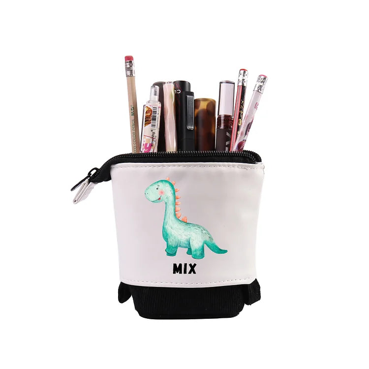 Personalisiertes Federmäppchen mit individuellem Namen und Dinosaurier-Muster, Stiftetasche, Schulanfang, Geschenk für Jungen und Mädchen