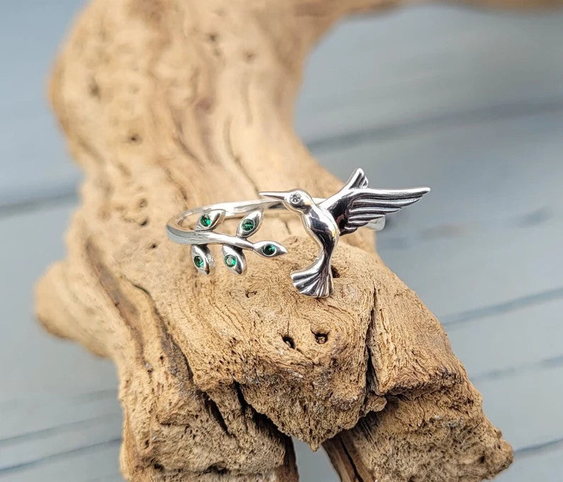 Kolibri-Ring, verstellbar. Geschenke für sie, Jahrestag, Geburtstag, Geschenke für Frauen, Geschenk für Mama. Vogelring