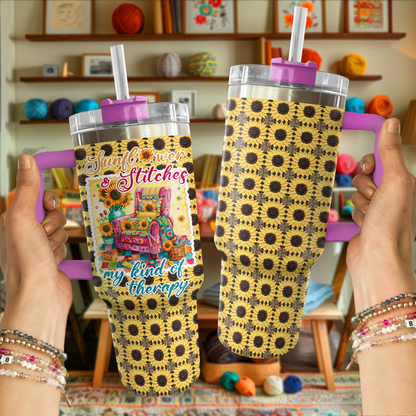 40 Oz Shineful Tumbler Sunflower And Stitches Lover