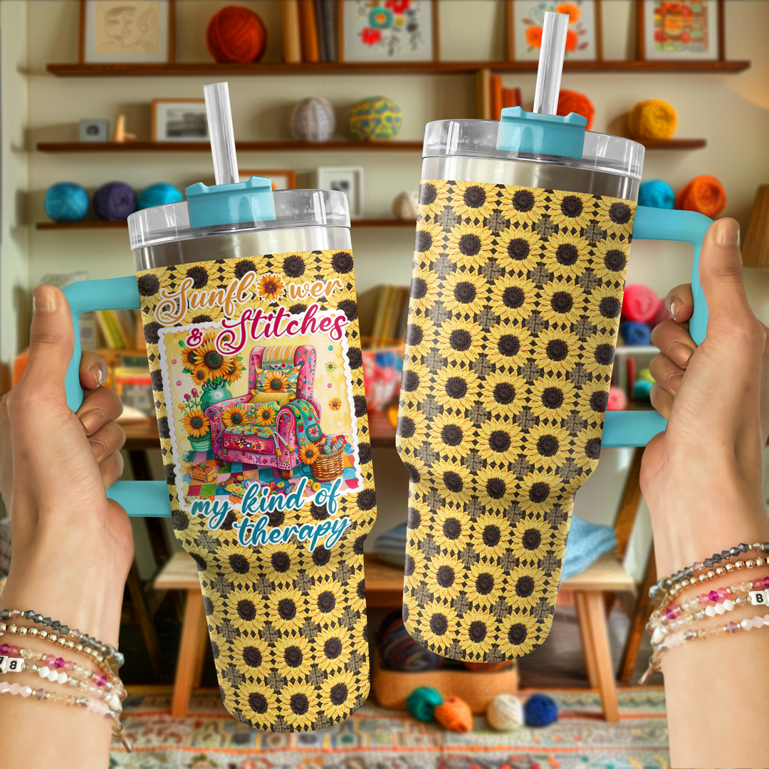 40 Oz Shineful Tumbler Sunflower And Stitches Lover