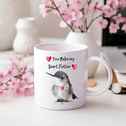 Hummingbird Mug, Hummingbird Gift, Valentine Hummingbird Mug, Hummingbird Love, Sweet Hummingbird Mug, Bird Watcher Mug, Heart Flutter Mug