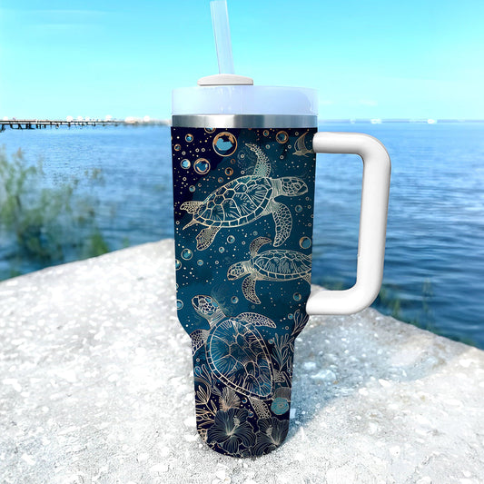 40 Oz  Shineful Tumbler Turtle Serenity