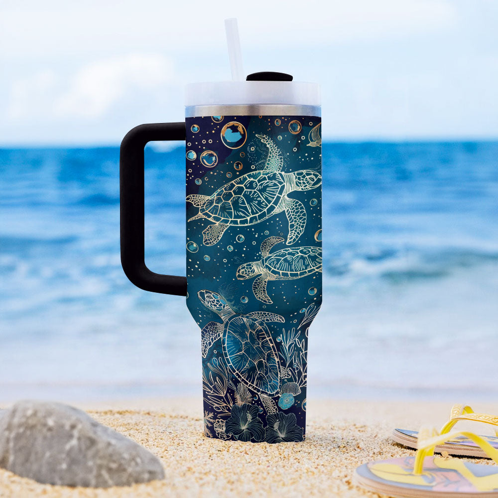 40 Oz  Shineful Tumbler Turtle Serenity