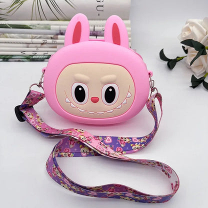 New Children's Cute Silicone Bag Cartoon Cute Travel Accessories Crossbody Bag Labubu Messenger Bag