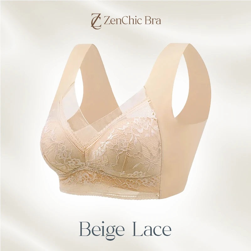 ZenChic-BH – LETZTER TAG, SONDERANGEBOT, 80 % RABATT – Nahtloser, sexy Push-Up-BH ohne Bügel – Beige Spitze