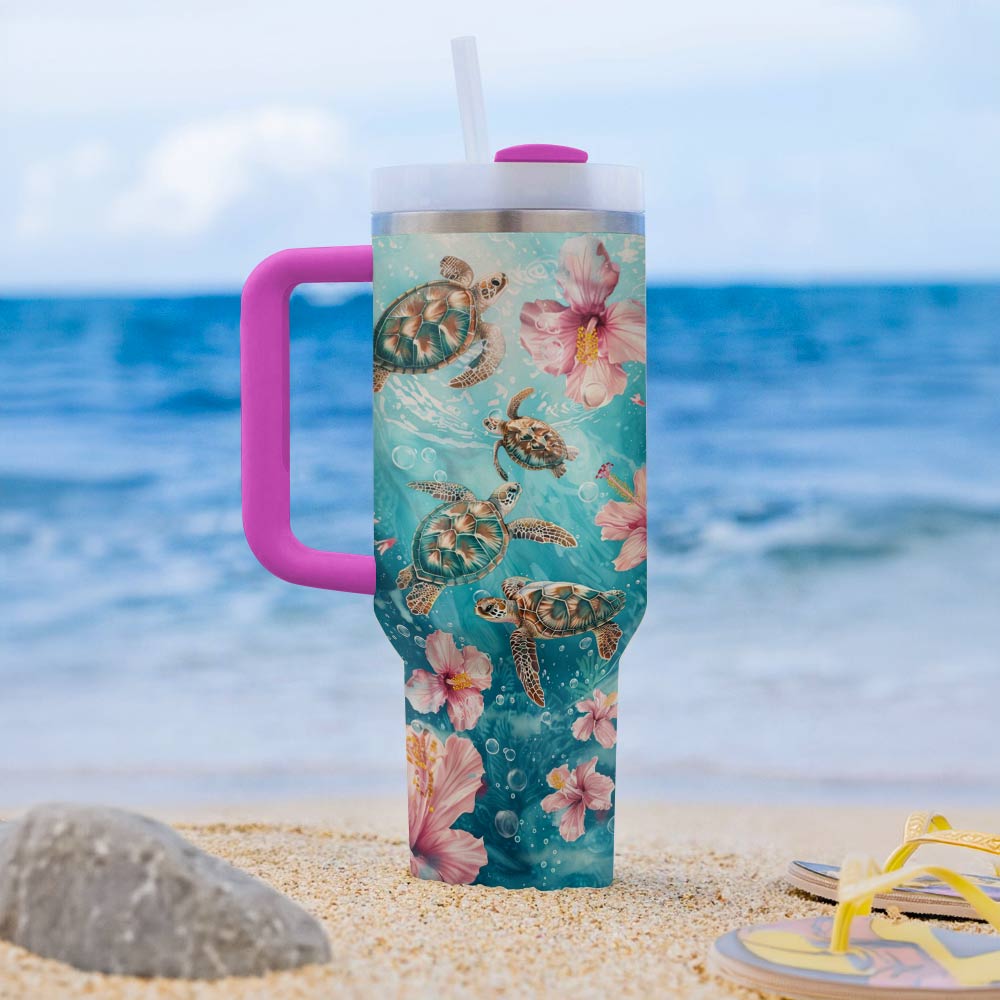 40 Oz  Shineful Tumbler Turtle Summer