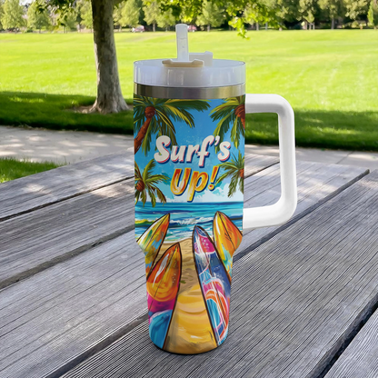 40 Oz  Shineful Tumbler Surfing Tropical Wave