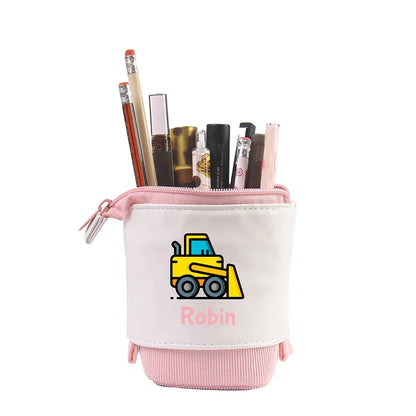 Personalized Pencil Case Custom Name & Vehicle Pattern Pen Pouch Back To School Gift for Sons Daughters