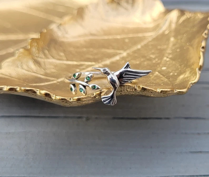 Kolibri-Ring, verstellbar. Geschenke für sie, Jahrestag, Geburtstag, Geschenke für Frauen, Geschenk für Mama. Vogelring