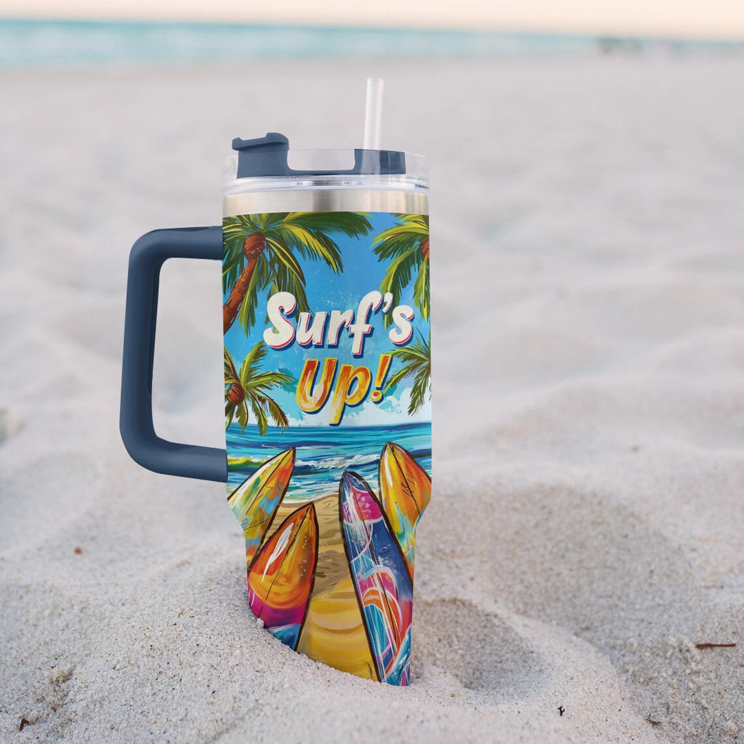 40 Oz  Shineful Tumbler Surfing Tropical Wave