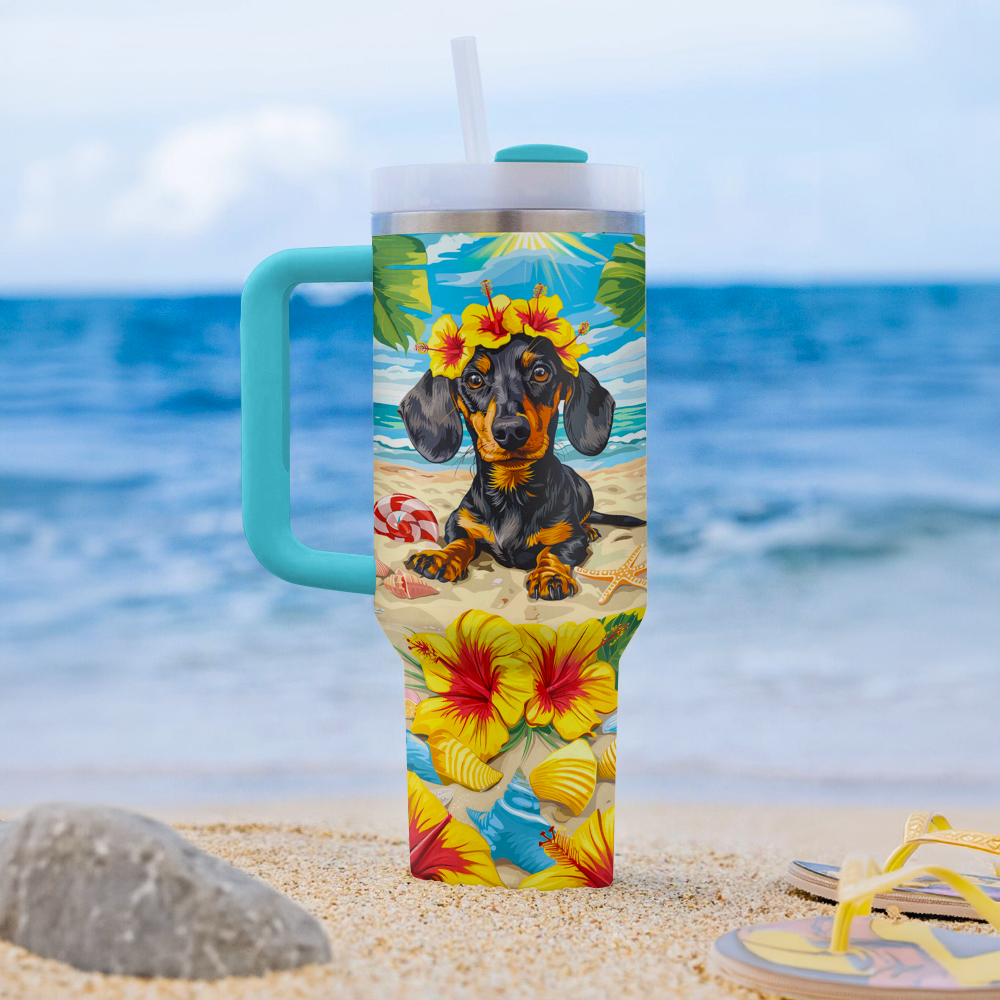 40 Oz  Shineful Tumbler Sun-Kissed Sweet Dachshund