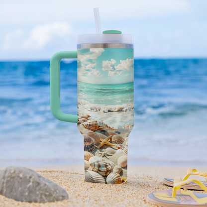 40 Oz  Shineful Tumbler Wave and Shell Harmony