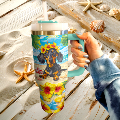 40 Oz  Shineful Tumbler Sun-Kissed Sweet Dachshund