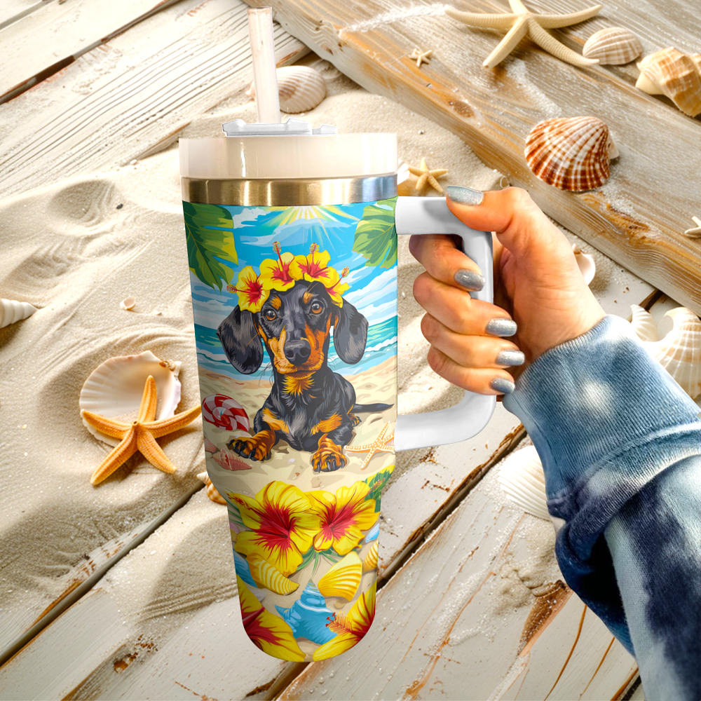 40 Oz  Shineful Tumbler Sun-Kissed Sweet Dachshund