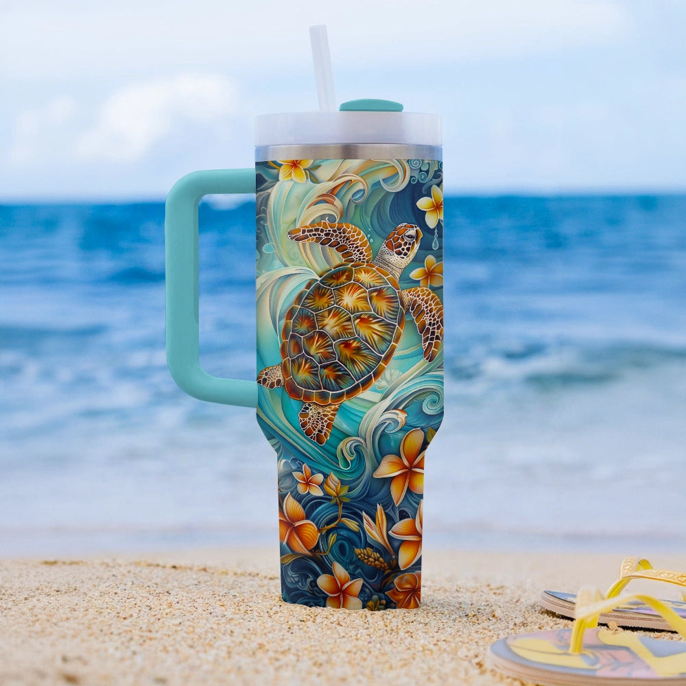 40 Oz  Shineful Tumbler Tranquil Turtle