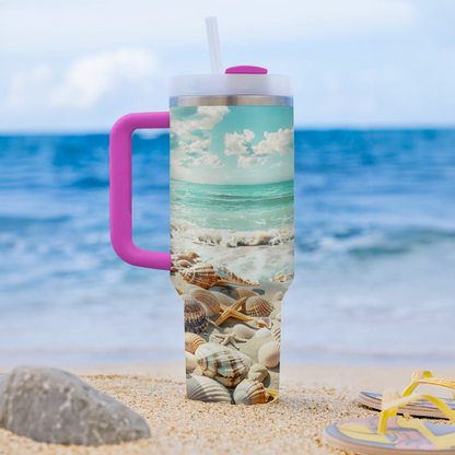 40 Oz  Shineful Tumbler Wave and Shell Harmony