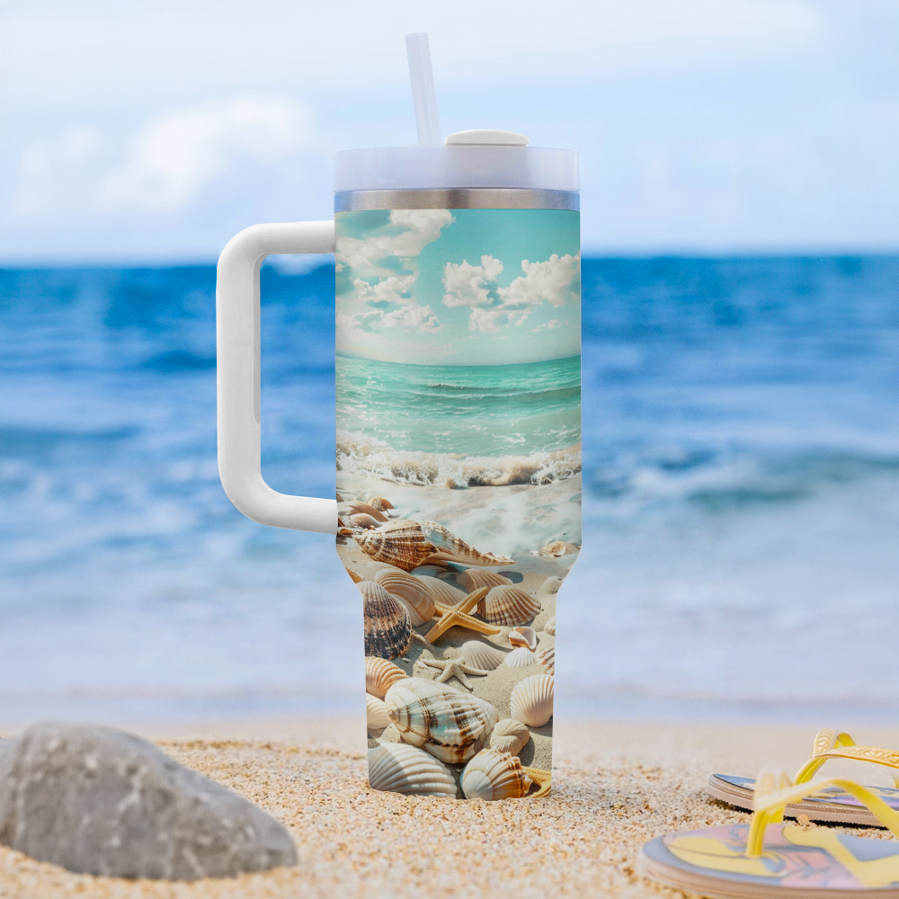 40 Oz  Shineful Tumbler Wave and Shell Harmony