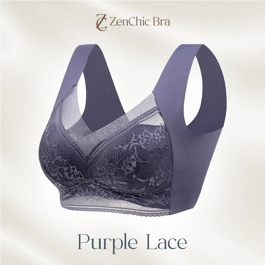 ZenChic BH – LETZTER TAG, 80 % RABATT – Nahtloser, sexy Push-Up-BH ohne Bügel – Lila Spitze