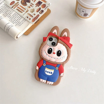 Case 3D Labubu Soft Silicone cases Romper So Cute Cartoon Cover Fundas