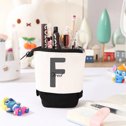 Personalisiertes Federmäppchen mit Namen und Buchstaben, Stifttasche aus Canvas und PU-Leder, Geschenk für Kinder zum Schulanfang