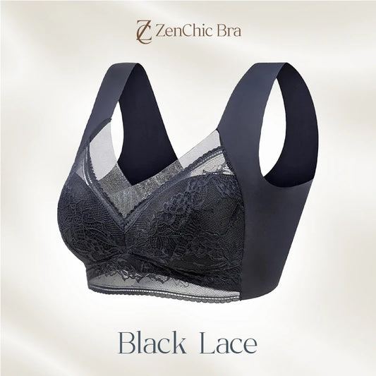 ZenChic-BH – LETZTER TAG, SONDERANGEBOT, 80 % RABATT – Nahtloser, sexy Push-Up-BH ohne Bügel – Schwarze Spitze