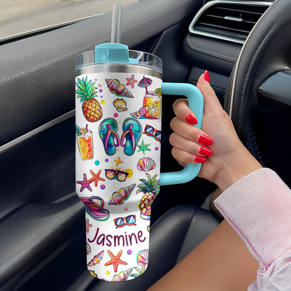 40 Oz Shiny Tumbler Personalisierter Sunny Flipflop