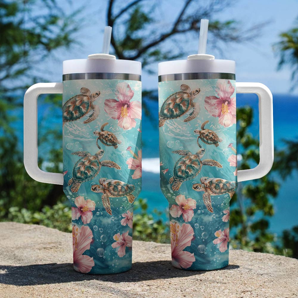 40 Oz  Shineful Tumbler Turtle Summer