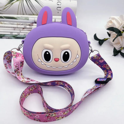 New Children's Cute Silicone Bag Cartoon Cute Travel Accessories Crossbody Bag Labubu Messenger Bag