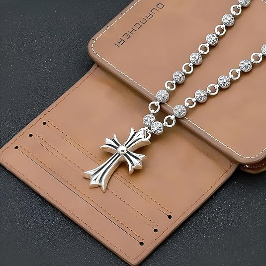 Unisex Necklace Cross 925 Silver Plated