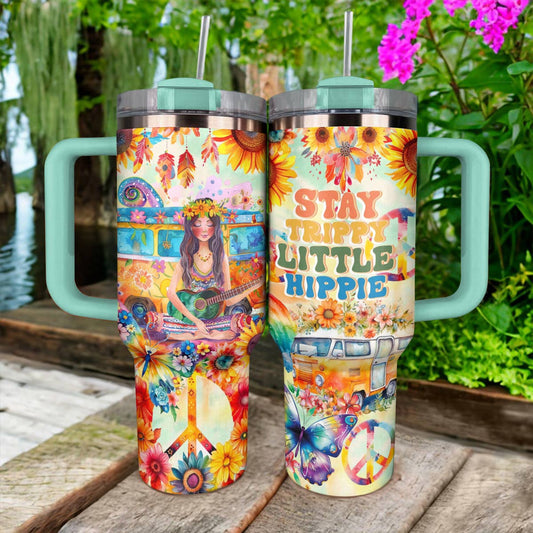 40 Oz  Shineful Tumbler Stay trippy little hippie