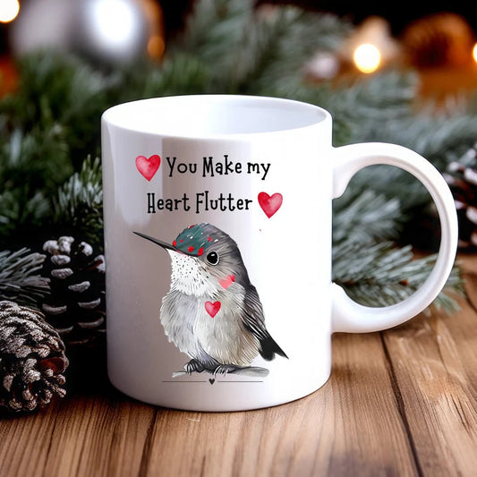 Kolibri-Tasse, Kolibri-Geschenk, Valentinstag-Kolibri-Tasse, Kolibri-Liebe, süße Kolibri-Tasse, Vogelbeobachter-Tasse, Herz-Flatter-Tasse