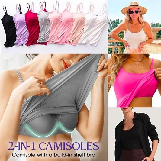 Cami Bra – Camisole pour femme avec gilet de soutien-gorge rembourré intégré 💕🎁 