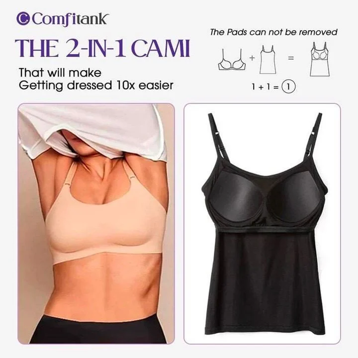 Cami Bra – Camisole pour femme avec gilet de soutien-gorge rembourré intégré 💕🎁 