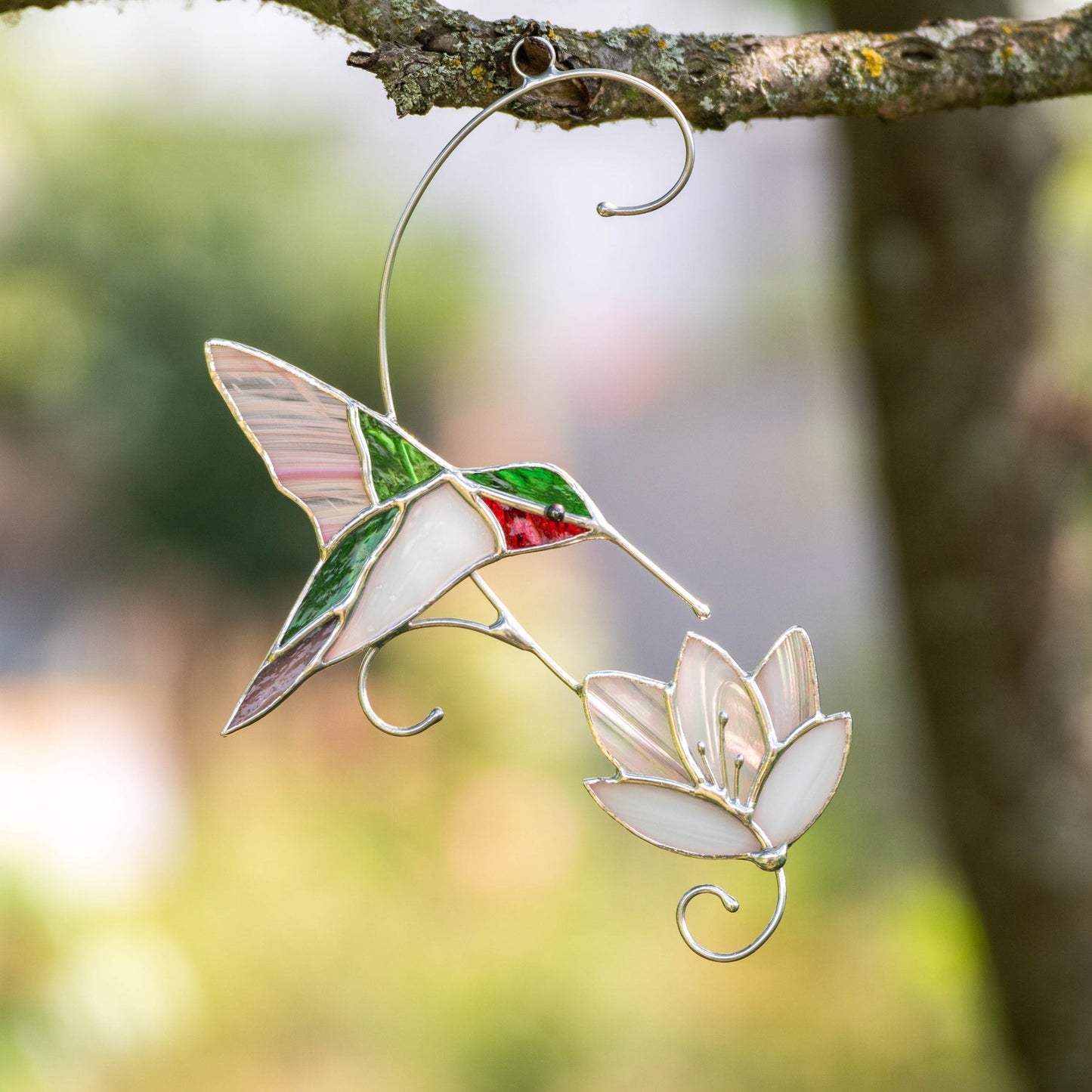 RUBY-THROATED HUMMINGBIRD WITH THE FLOWER